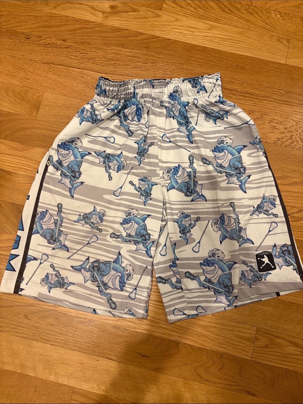 Lacrosse Unlimited Shark-Print Athletic Shorts